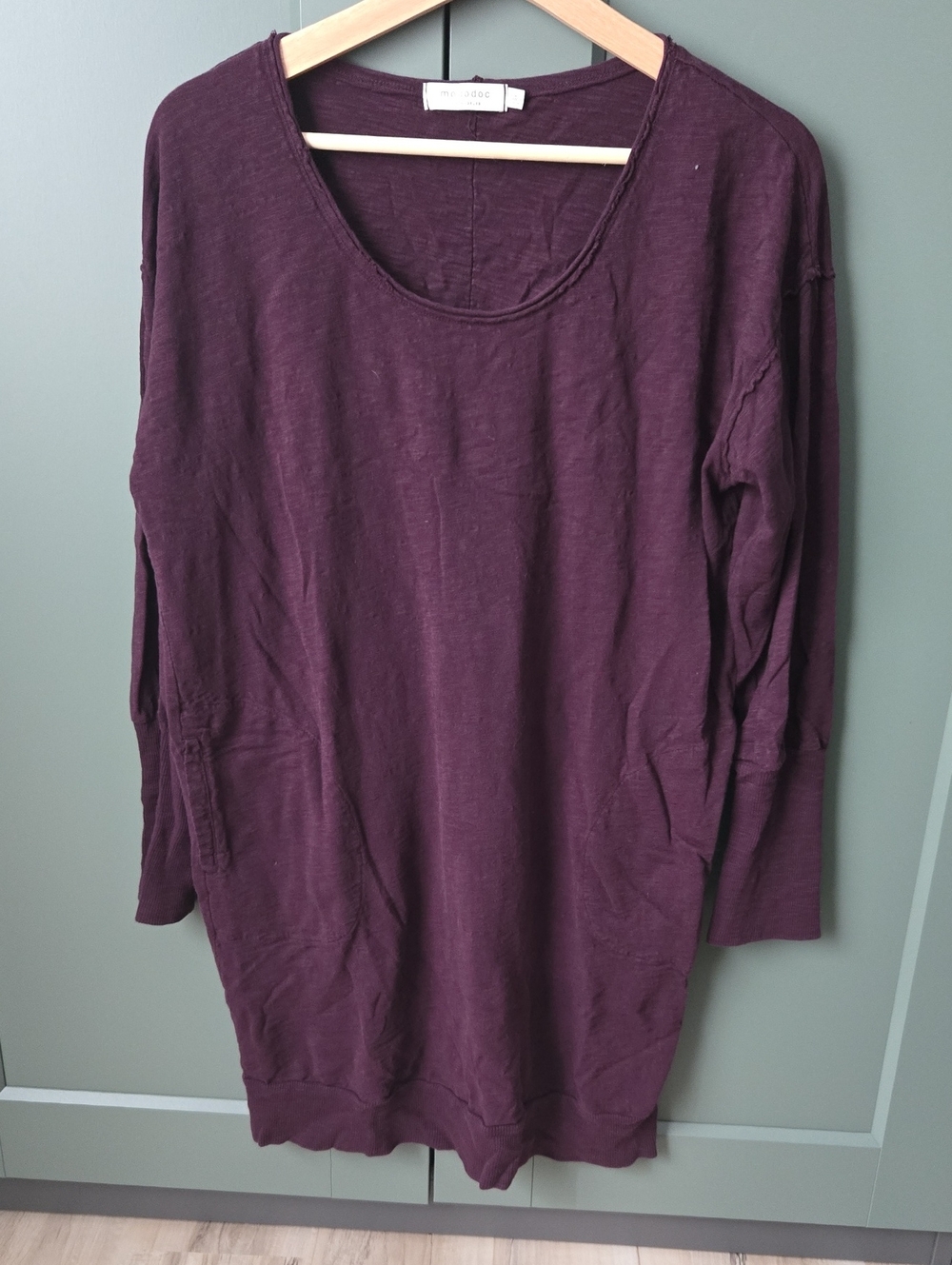 Caslon Long Sleeve Scoop-Neck Pullover in Deep Plum